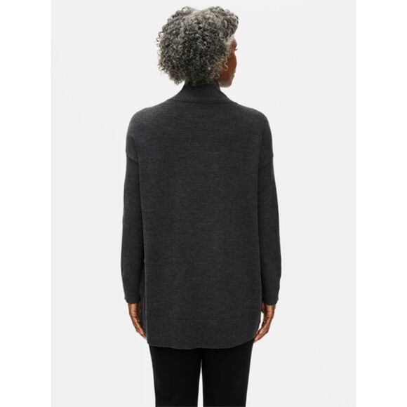 Eileen Fisher Merino Mock Neck Top in Regenerative Wool Black size M Orig. $278 - Picture 6 of 11